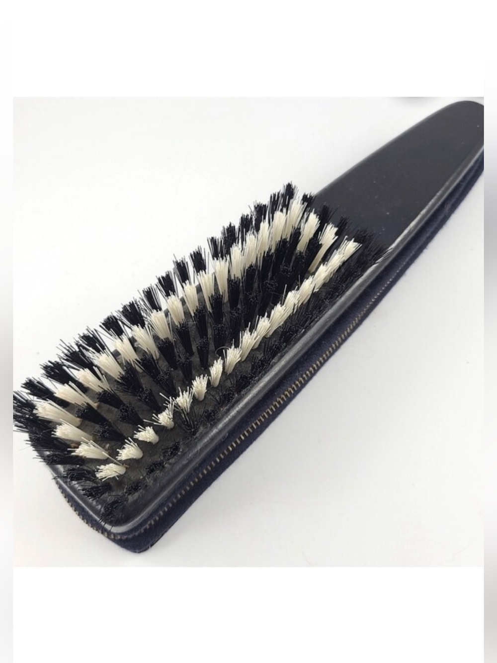 Vintage Men's Black Leather Clothes Brush With Groom Kit